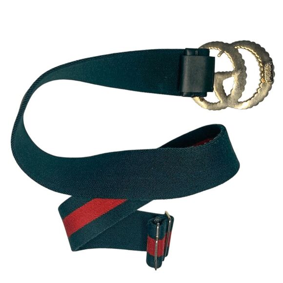 Gucci Web Torchon Interlocking Double G Belt Elastic Stretch Web Stripe Size 75 - Picture 11 of 14